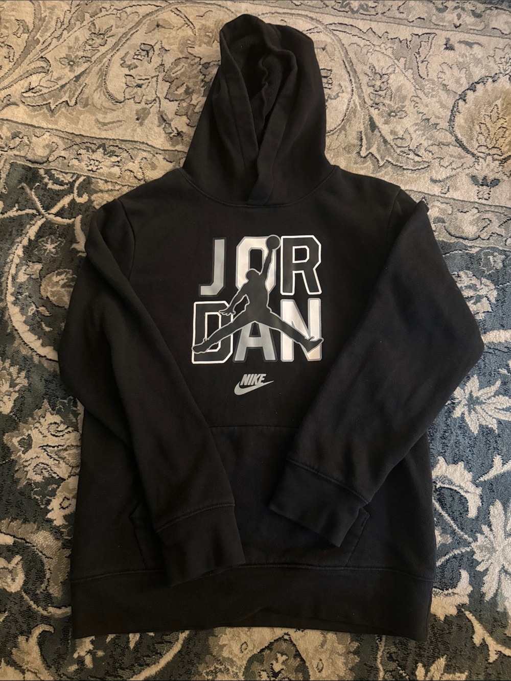 Nike Jordan kids 12-13 Black Hoodie with White Logo
